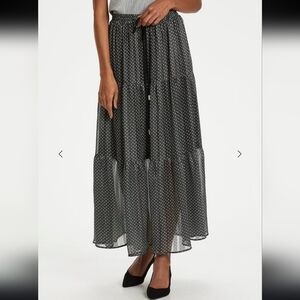 Polka Dot Maxi Skirt - olive green